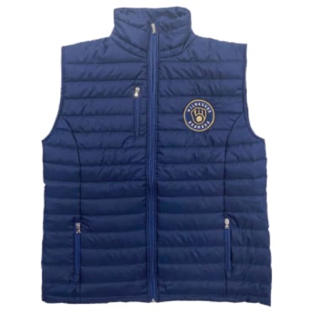 Milwaukee Brewers Puff Vest Navy Blue Size XL NEW